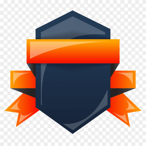 Black banner with orange ribbon on transparent background PNG