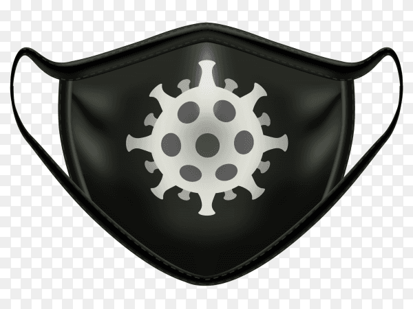 Black mask with symbol coronavirus on transparent background PNG