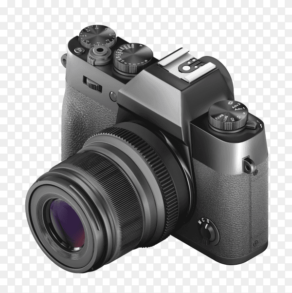Black photo camera premium image PNG
