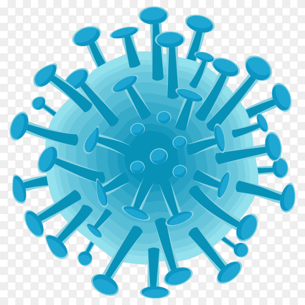 Blue Coronavirus design on transparent background PNG