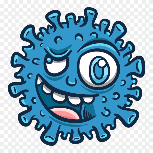Blue cartoon coronavirus premium vector PNG