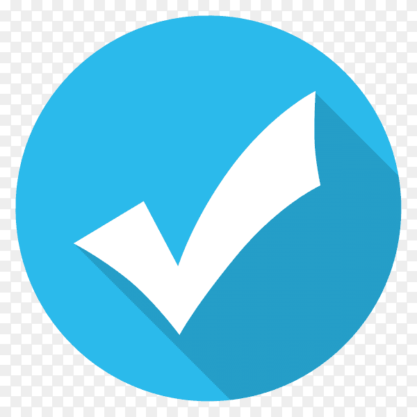 Blue correct icon design on transparent background PNG