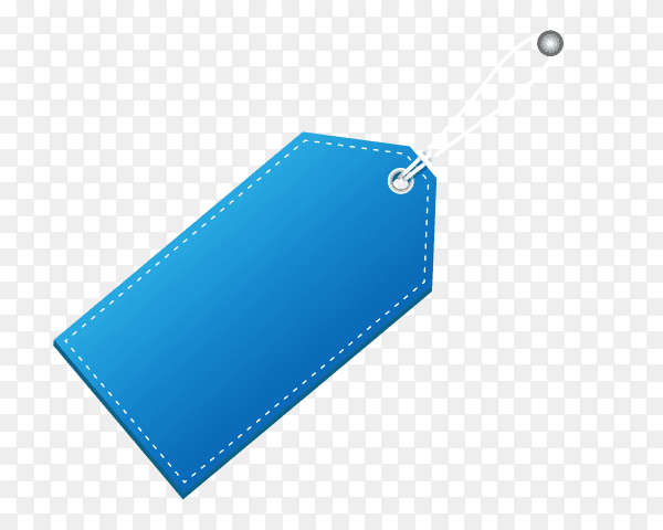 Blue empty label on transparent background PNG
