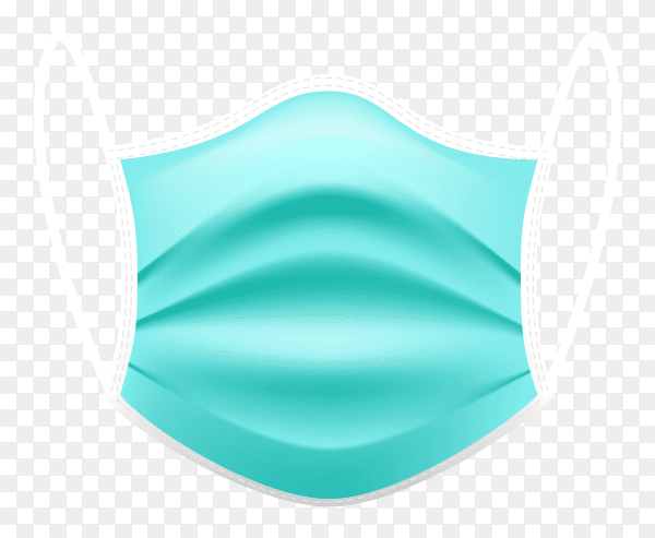 Blue face medical mask on transparent background PNG