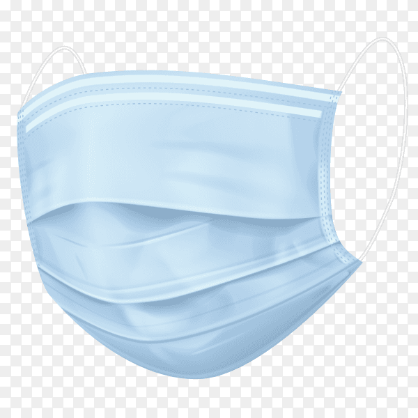 Blue medical mask on transparent background PNG