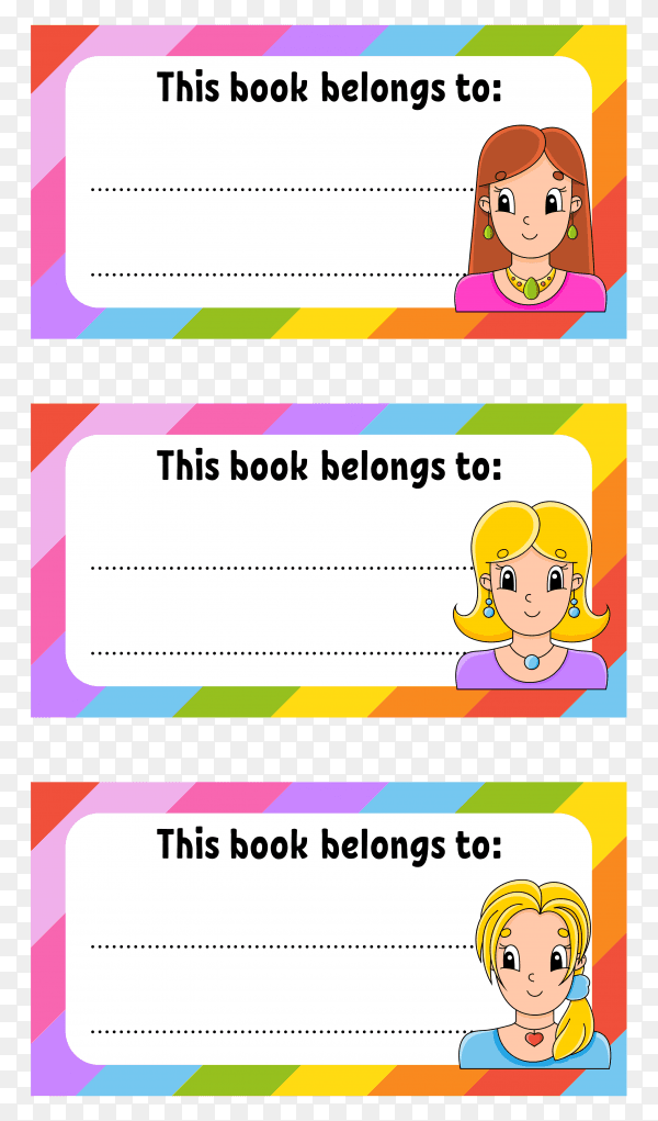 Book stickers for kids on transparent background PNG