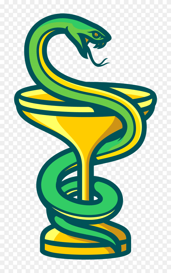 Bowl of hygieia symbol of pharmacy logo on transparent background PNG