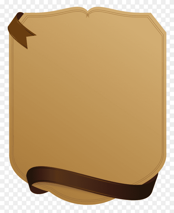 Brown banner design with ribbon on transparent background PNG