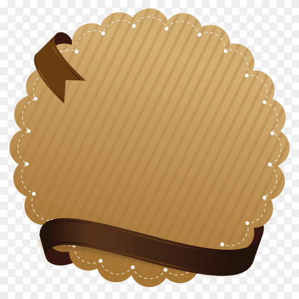 Brown round banner design with Ribbon on transprent background PNG