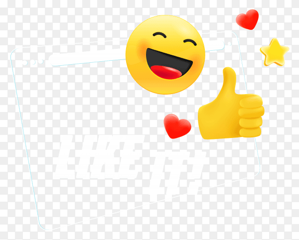 Browser window with with different emoji with like it concept on transparent background PNG