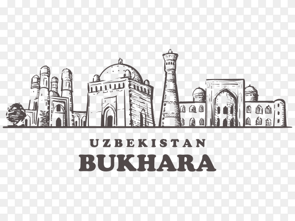 Bukhara Uzbekistan Skyline isolated on transparent background PNG