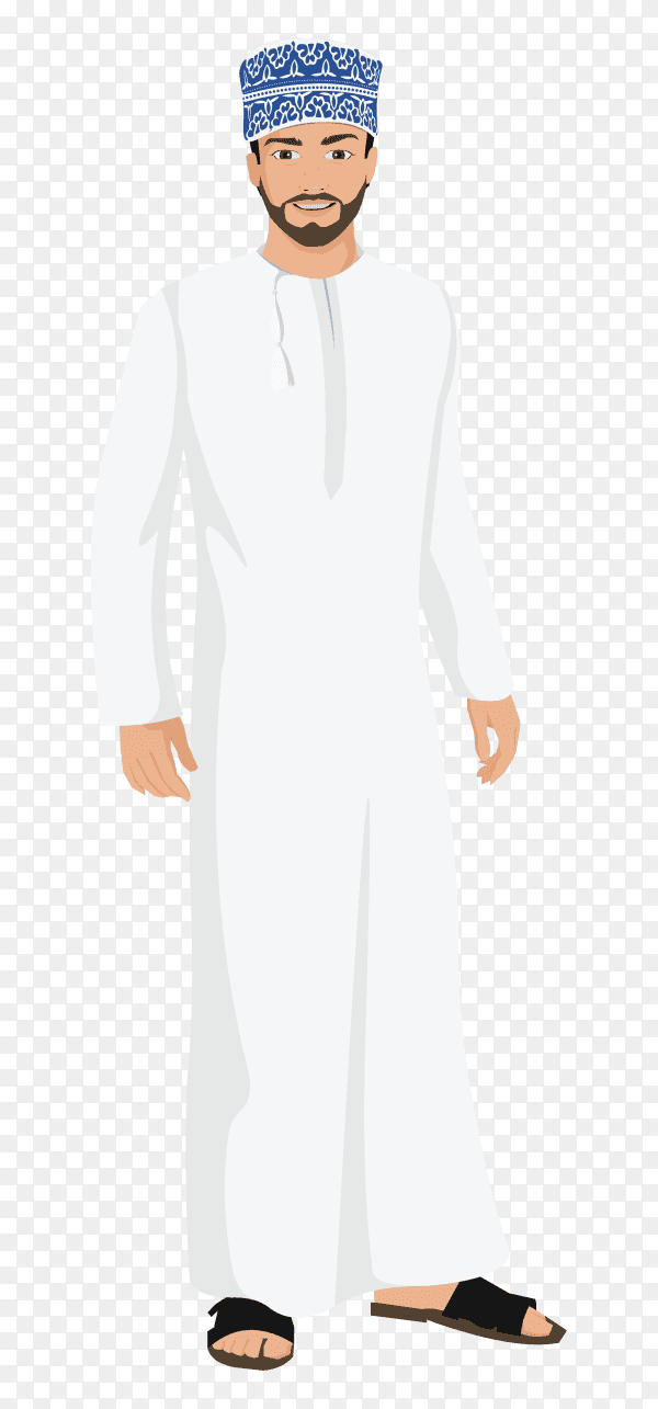 Cartoon arabic man on transparent background PNG