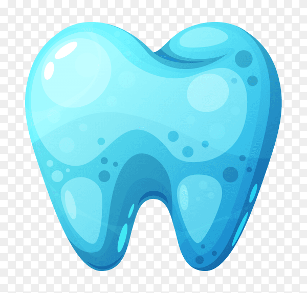Cartoon blue tooth on transparent background PNG