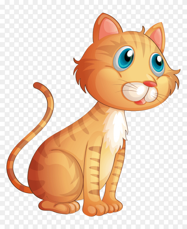 Cartoon cute cat on transparent background PNG