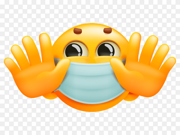 Cartoon emoji with medical face mask premium vector PNG
