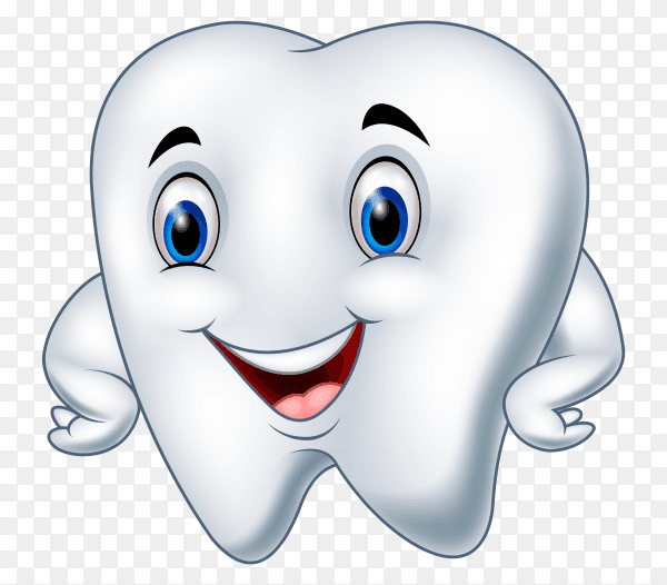 Cartoon funny tooth character posing on transparent background PNG