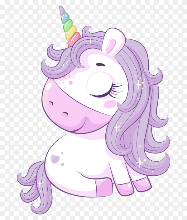 Cartoon magical unicorn on transparent background PNG