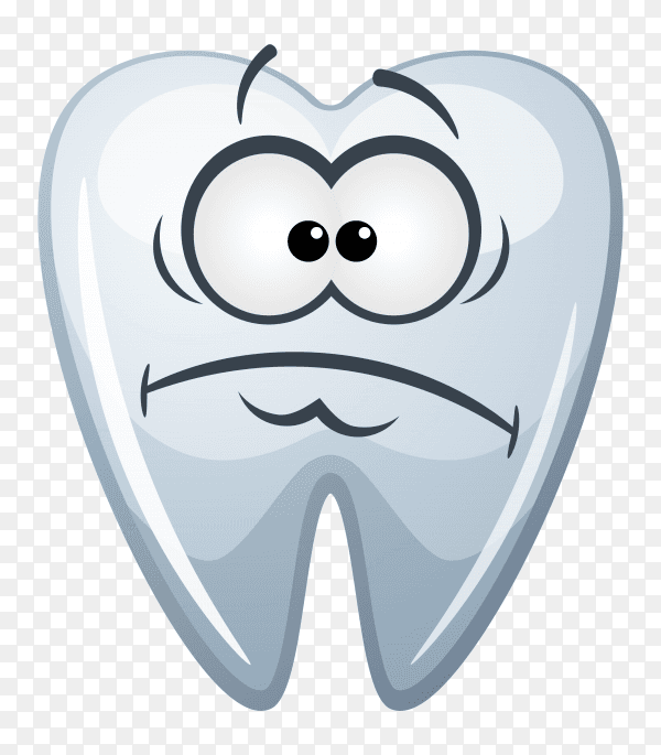 Cartoon sad tooth Illustration on transparent background PNG