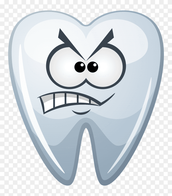 Cartoon tooth isolated on transparent background PNG