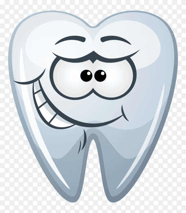 Cartoon tooth on transparent background PNG