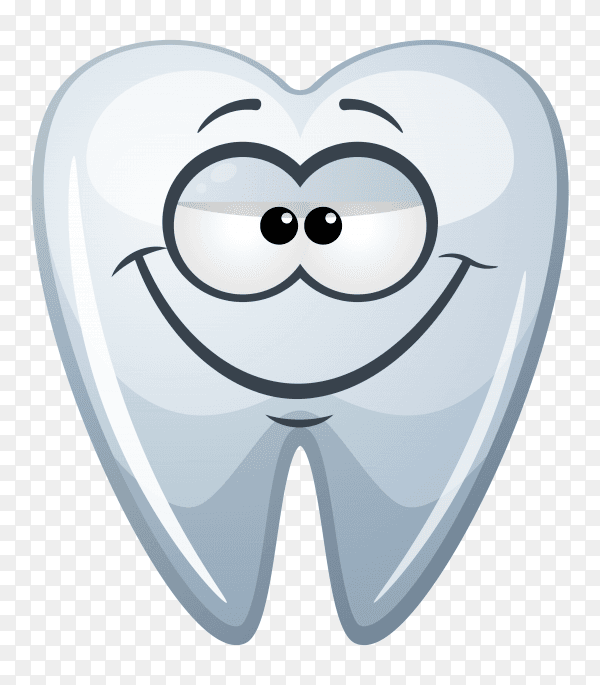 Cartoon tooth smiley on transparent background PNG