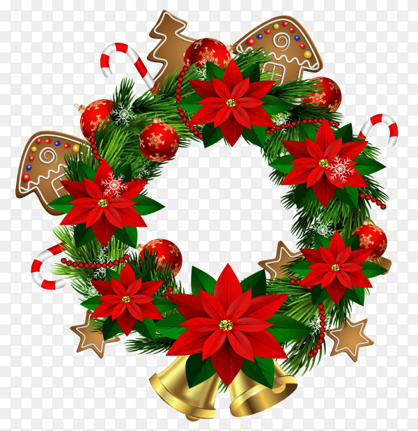 Christmas decoration with balls and bells on transparent background PNG