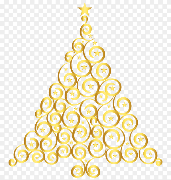 Christmas golden tree holiday on transparent background PNG