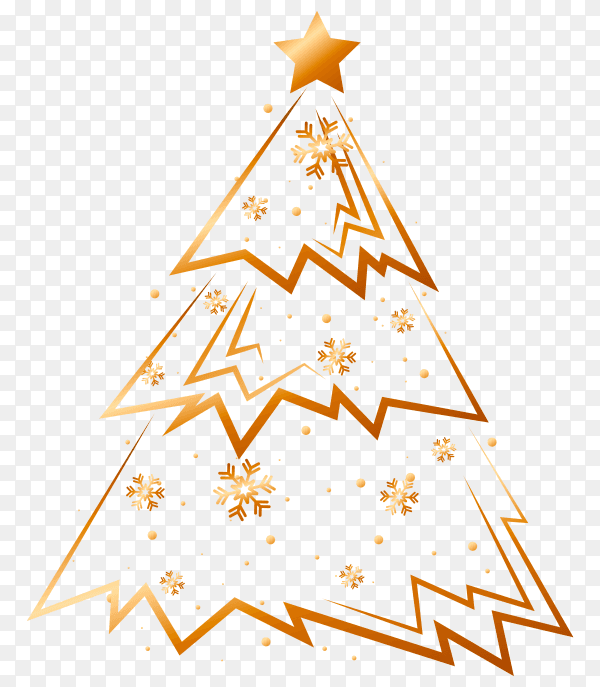 Christmas golden tree on transparent background PNG
