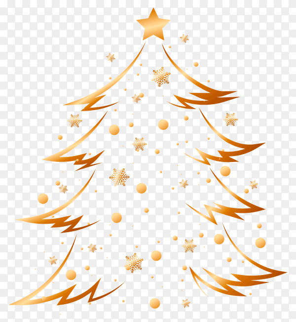 Christmas golden tree vector PNG