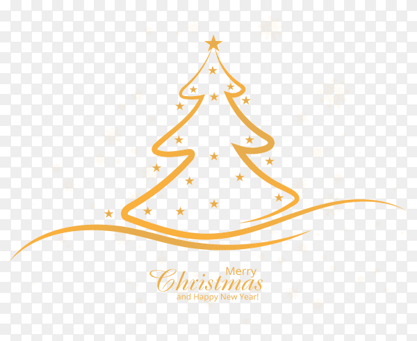 Christmas line tree design on transparent background PNG