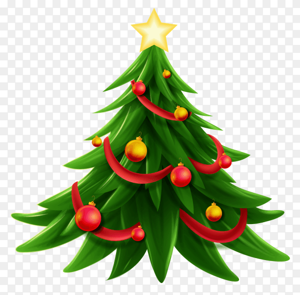 Christmas tree illustration on transparent background PNG