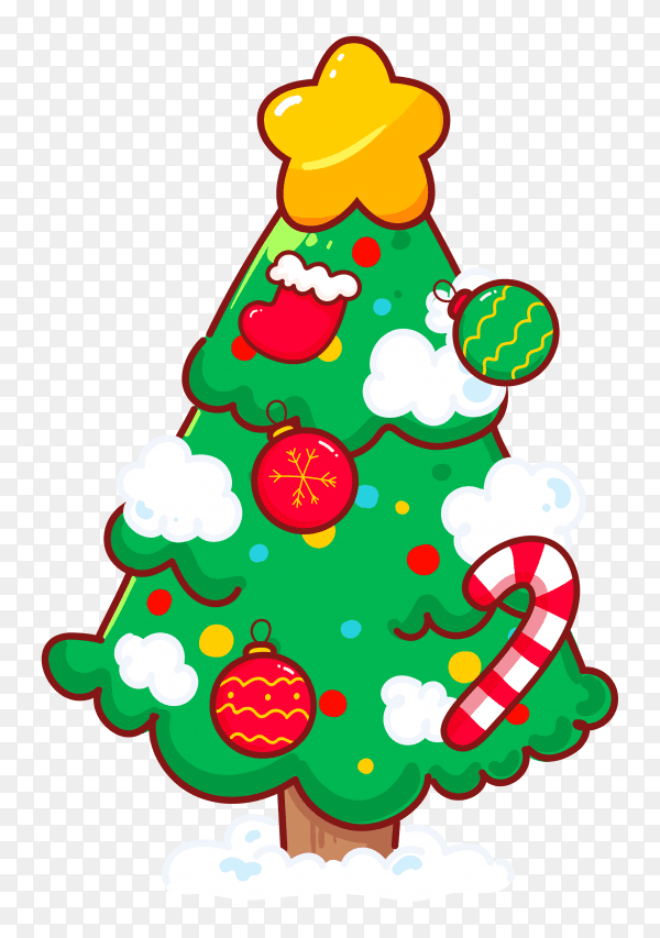 Christmas tree illustration on transparent background PNG