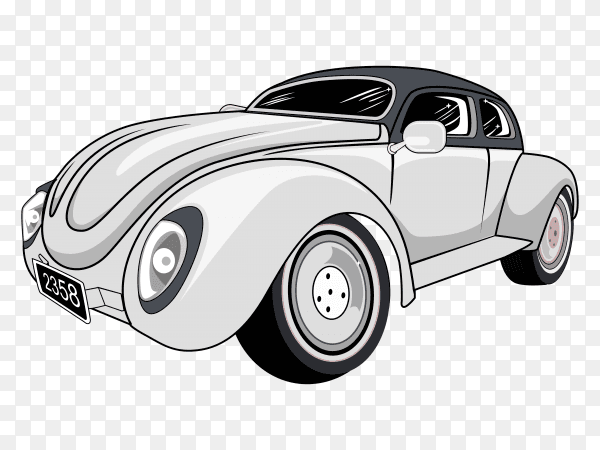 Classic old car illustration on transparent background PNG
