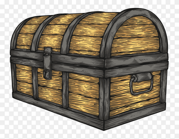 Classic wooden chest on transparent background PNG