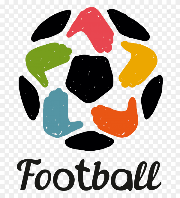 Colorful football isolated on transparent background PNG
