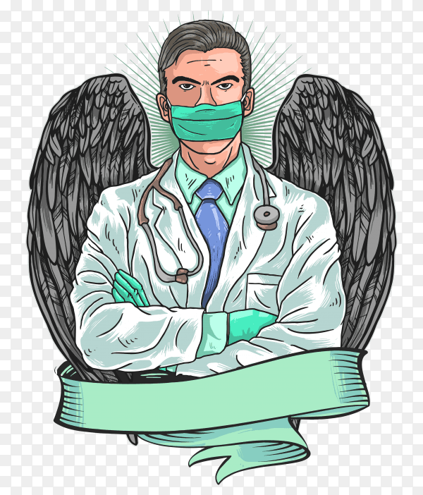 Corona doctor the real heroes on transparent background PNG