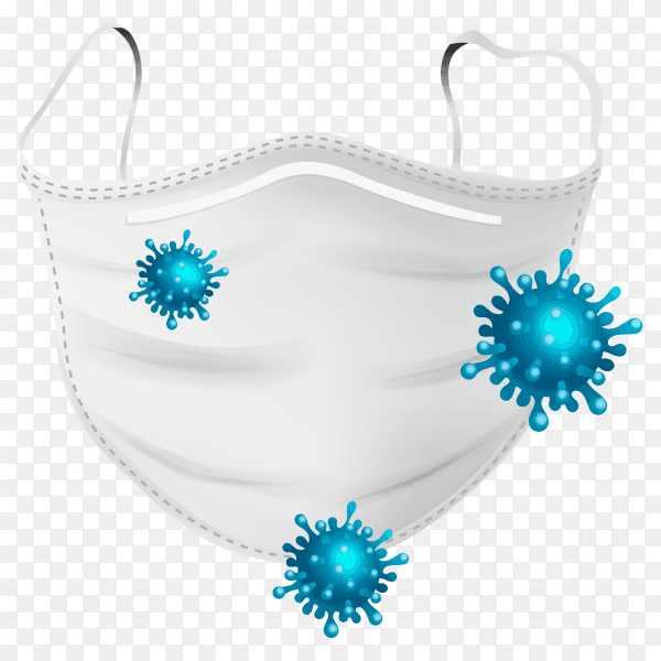 Coronavirus protection with face mask on transparent background PNG