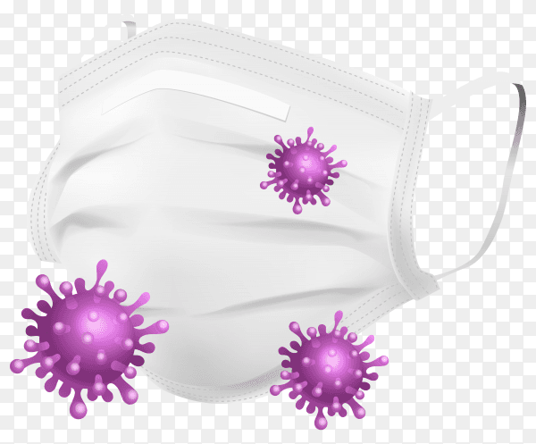 Coronavirus protection with face medical mask on transparent background PNG