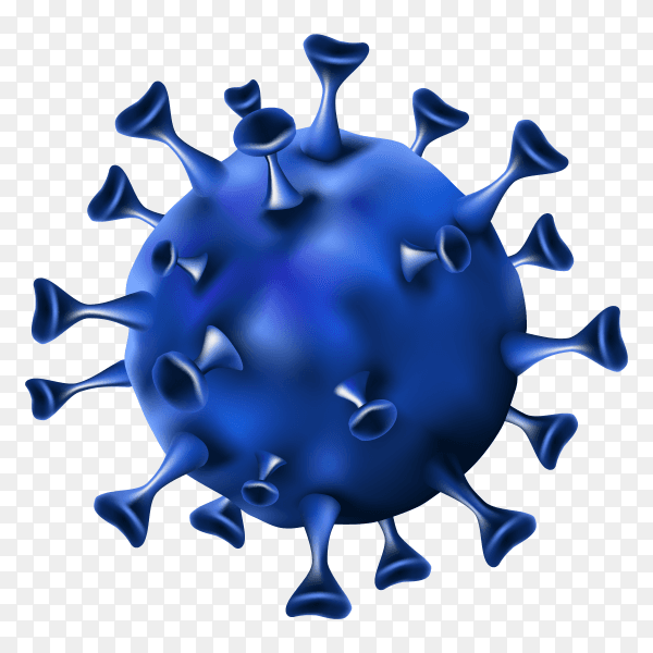 Coronavirus with blue color on transparent background PNG