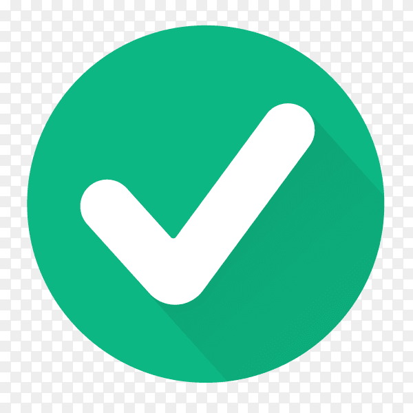 Correct icon button on transparent background PNG