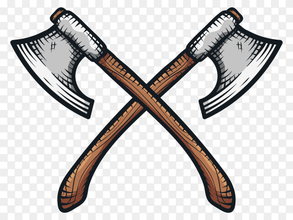 Crossed axe illustration on transparent background PNG