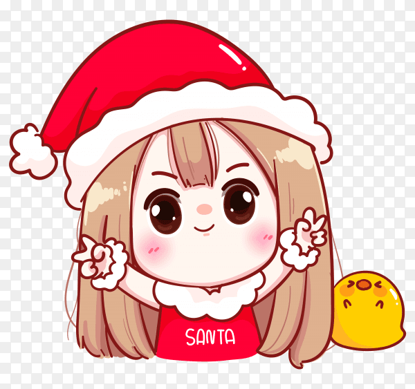 Cute girl santa claus costume happy merry christmas Premium vector PNG