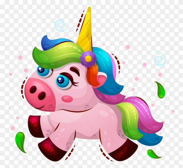 Cute illustration magic animal unicorn on transparent background PNG