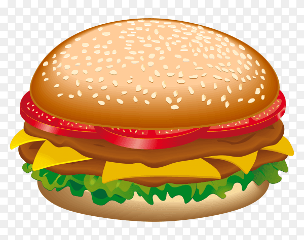 Delicious burger isolated on transparent background PNG