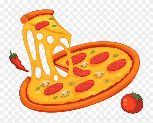 Delicious pizza with cheese on transparent background PNG