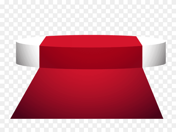 Display podium with red carpet on transparent background PNG
