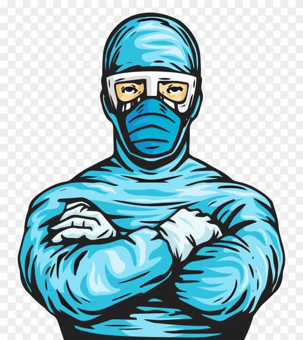 Doctor wearing protective medical suilt premium vector PNG