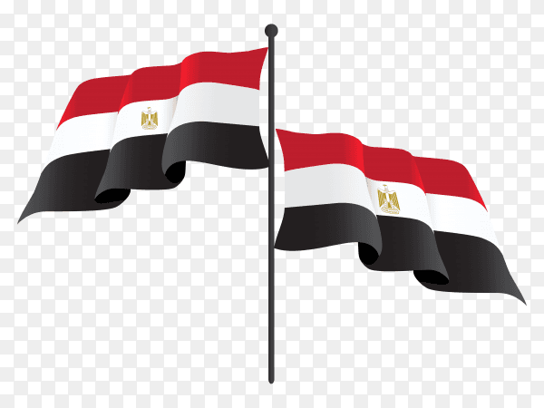 Egypt waving flag on flagpole on transparent background PNG