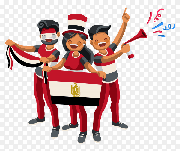 Egyptian fans in the Russian Cup on transparent background PNG