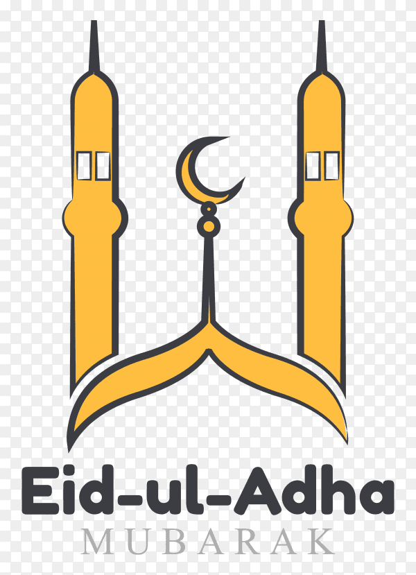 Eid ul adha mubarak islamic greeting card on transparent background PNG